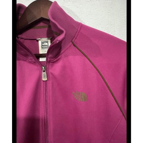 The North Face Women A5 Series Magenta Brown Stripe Zip Up Track Jacket Small - Picture 1 of 6